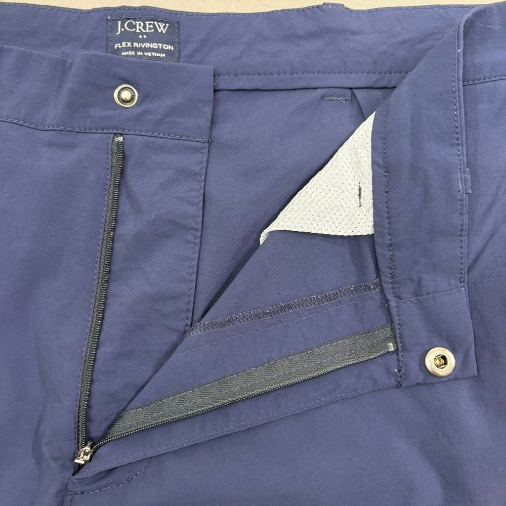 J Crew Shorts Mens 35 Blue Solid Flex Rivington Mercantile Zip Fly 11" Chinos - Picture 11 of 12